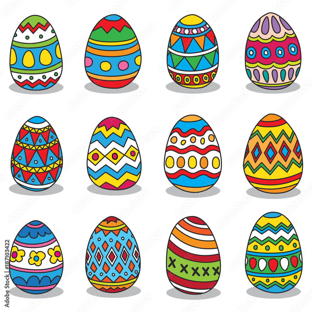 Easter Eggs vector logo icon illustration clip art colorful doodle cartoon