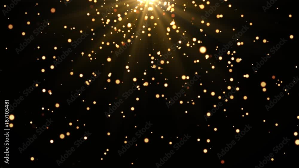 Moving gold particles Background. Blurry fairy light or candle light background Moving gold particles Background. Blurry fairy light or candle light background