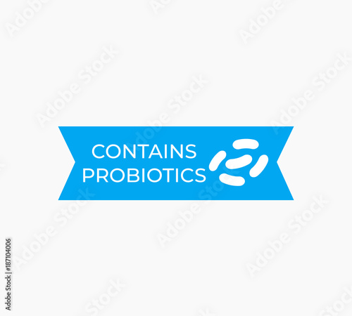 contains probiotics vector blue label