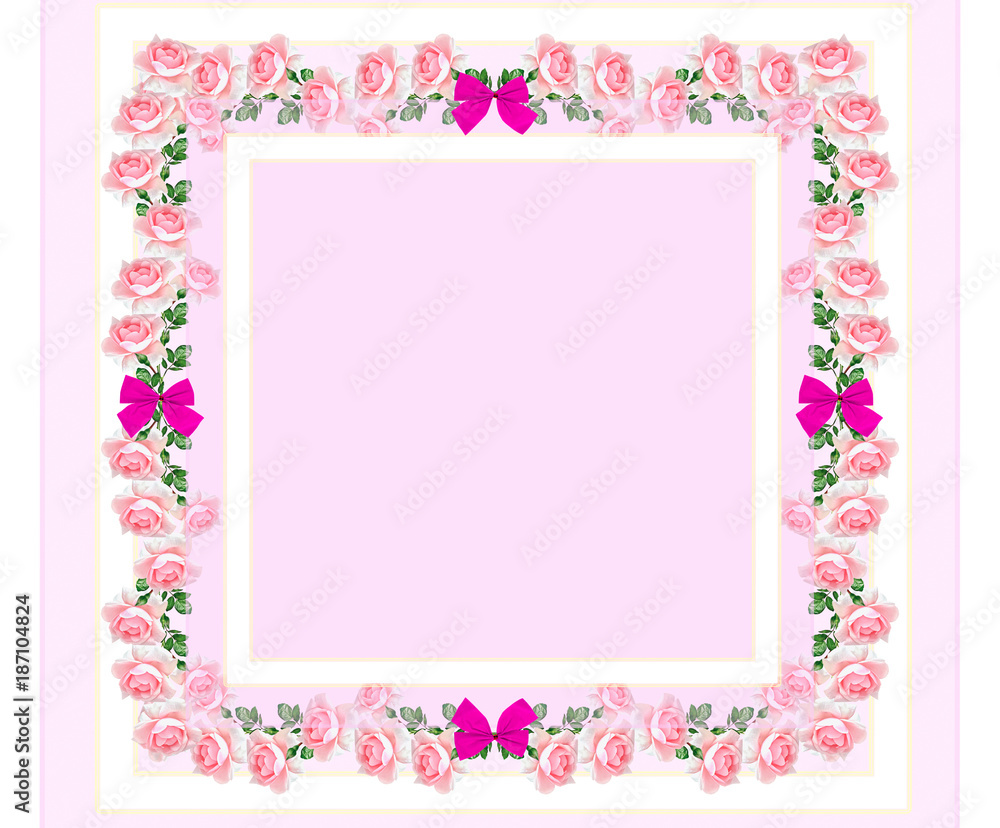 Frame of rose flower buds. Floral background.