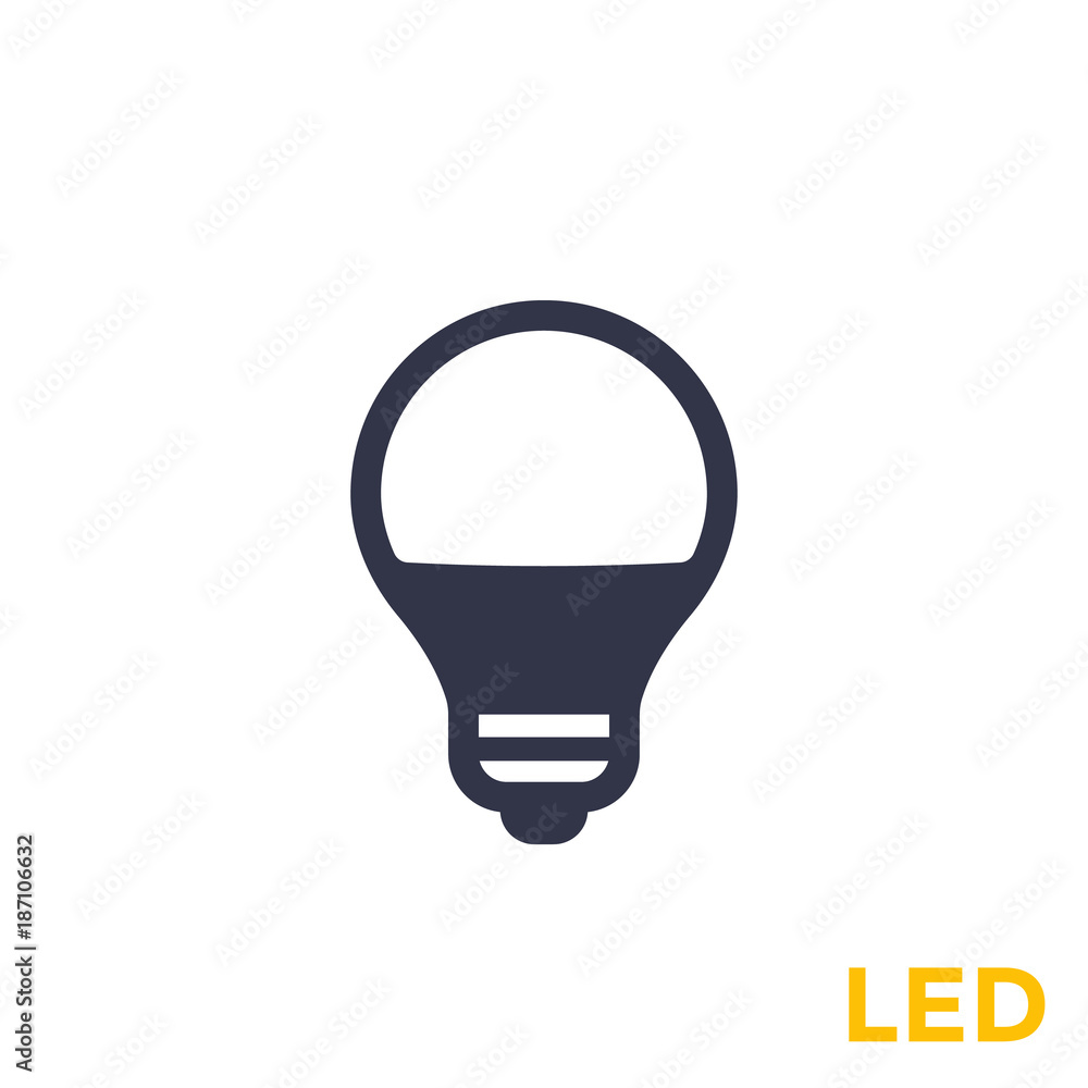 led light bulb icon on white Stock Vector | Adobe Stock