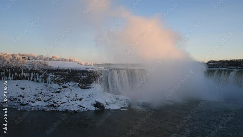 Niagara falls in winter: Horseshoe falls viewed from the Canadian side