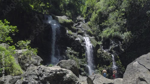 Tourists in front of the Upper Waikani Falls photo