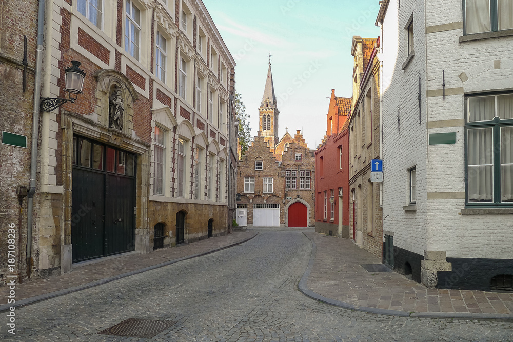 A street scene in Bruges in Belgium