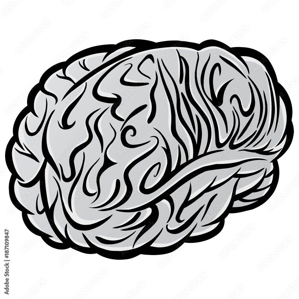 Brain Symbol Illustration - A vector cartoon illustration of a Brain Symbol.