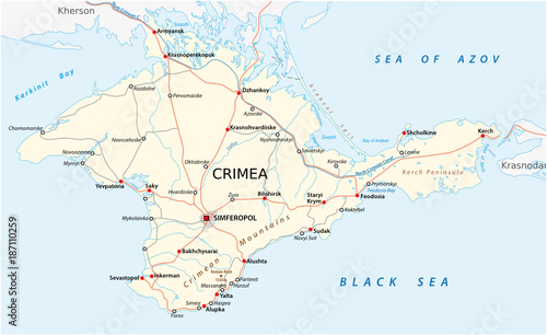 crimea road and major cities vector map photo