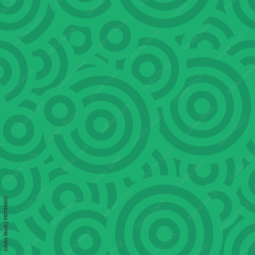 Abstract Green Seamless Pattern with Target Circles Geometric Shapes Background Wallpaper