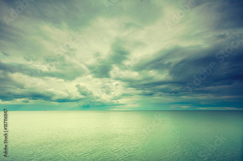 Idyllic shot of horizontal sea water and sky