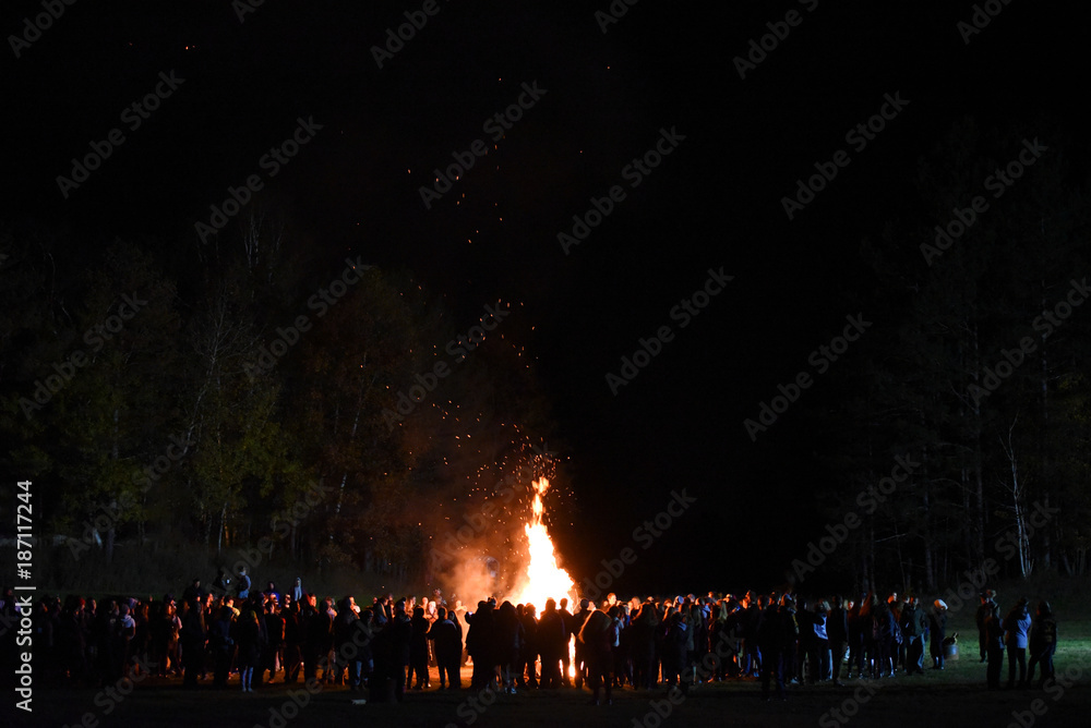 Bonfire at Night