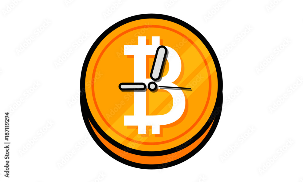 Bitcoin Money Time. Clock on Cryptocurrency. Bitcoin Money Time. Clock on Cryptocurrency.