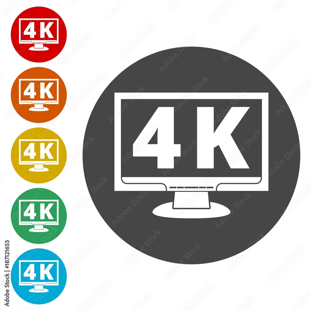4K tv icon, Ultra HD 4K icon 4K tv icon, Ultra HD 4K icon