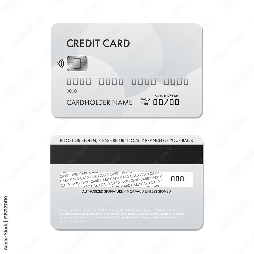 Vector realistic plastic credit card template, back and front. Stock ...