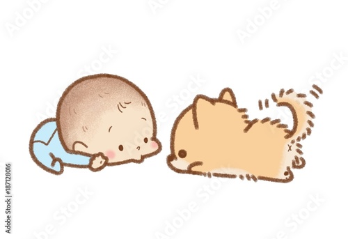 赤ちゃんとポメラニアン