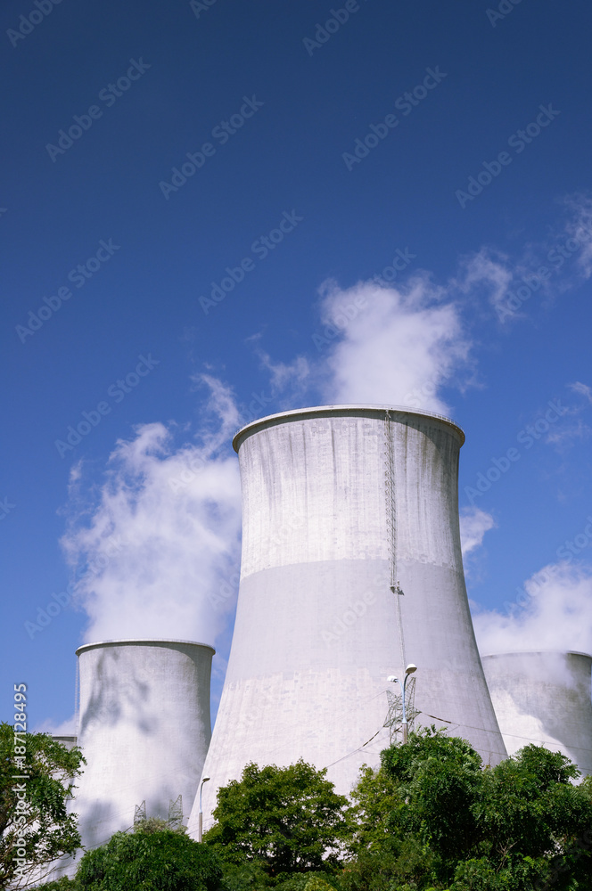 Big chimneys against the blue sky. Big chimneys against the blue sky.