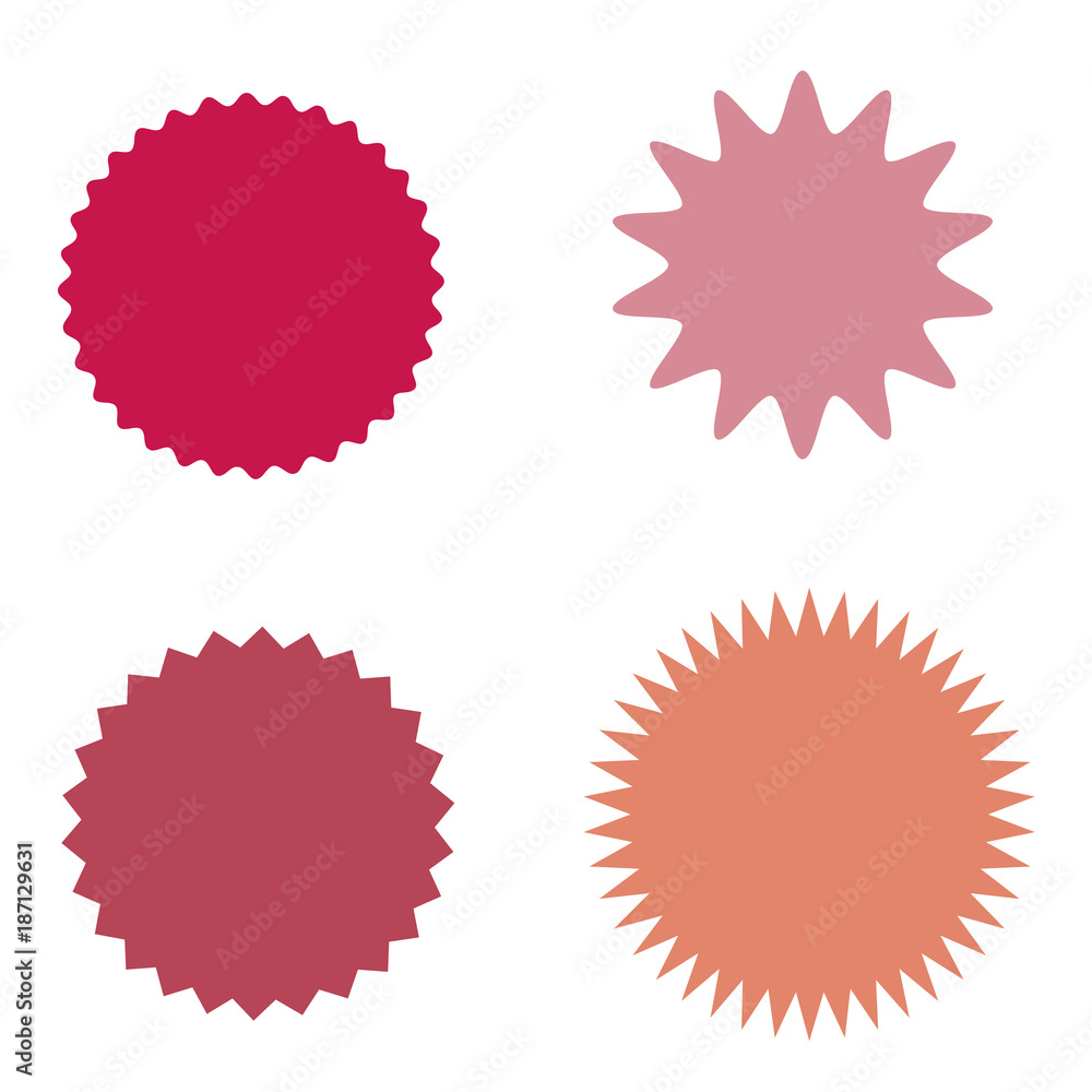 Set of starburst, sunburst badges, labels, stickers. Simple flat style. Set of starburst, sunburst badges, labels, stickers. Simple flat style.