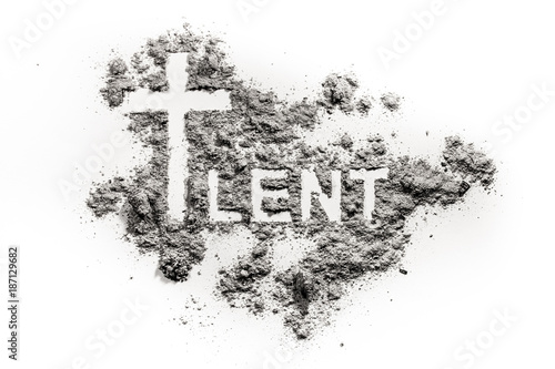 Word lent and christian cross symbol drawing photo