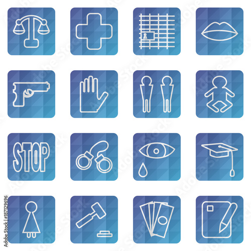 Set of web icons of the concept of social problems.