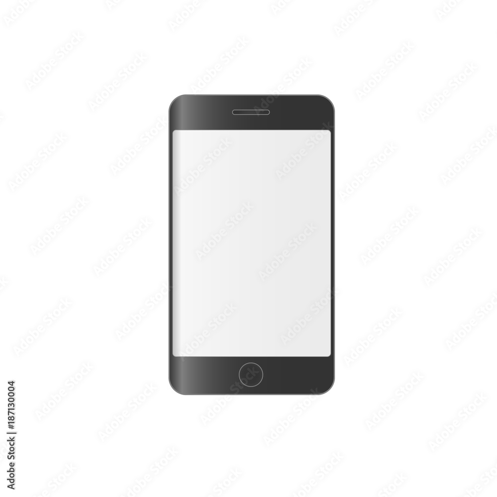 Mobile phone in gray on a white background blank screen Mobile phone in gray on a white background blank screen