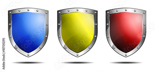 Three Shields Blue, Yellow and Red
