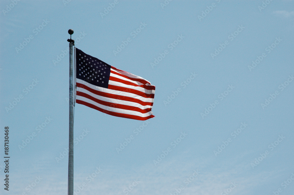 united states flag background blue sky sunnyday