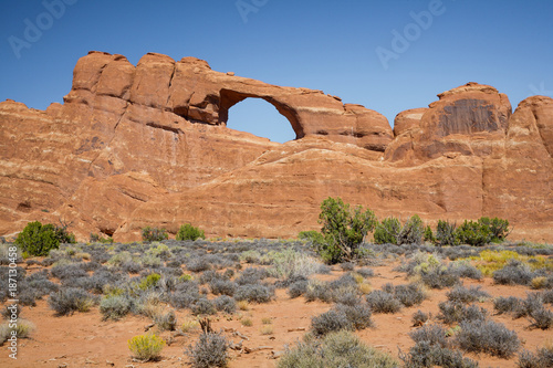Skyline Arch - Red Rock Formations in Arches National Park, Utah.
