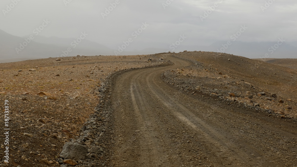 The difficult path to the glacier, Iceland The difficult path to the glacier, Iceland