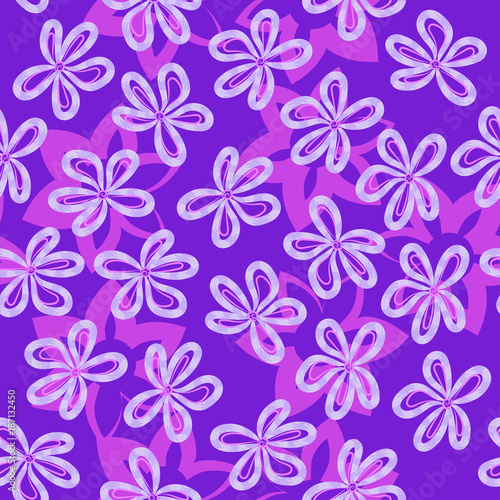 Vector floral seamless background in violet tones for design of fabric, wrapping paper, greeting cards © Valentina