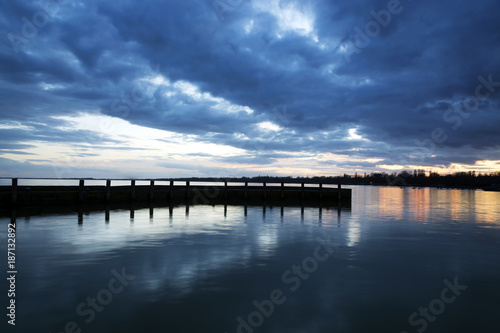 Blue sunset at Lake Balaton, Hungary © gaborphotos