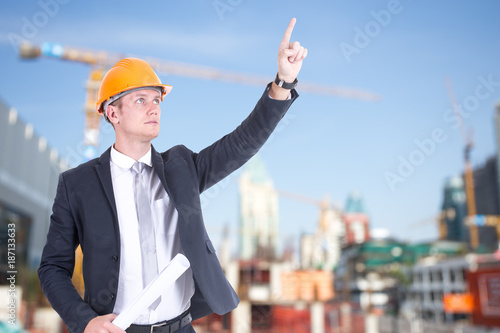 Man with construction worker concept. photo