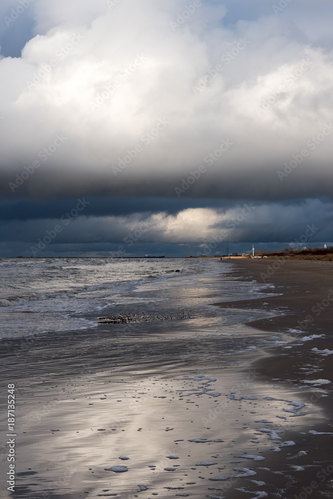 Baltic sea coast in winter time at Liepaja city, Latvia. Baltic sea coast in winter time at Liepaja city, Latvia.