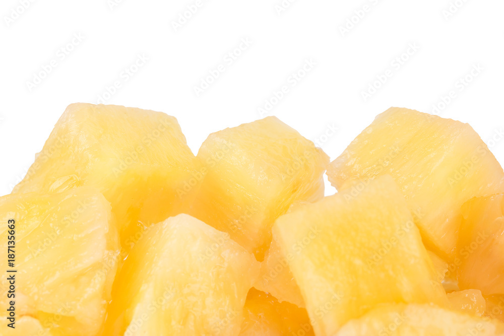 Pieces of fresh pineapple on a white background Pieces of fresh pineapple on a white background
