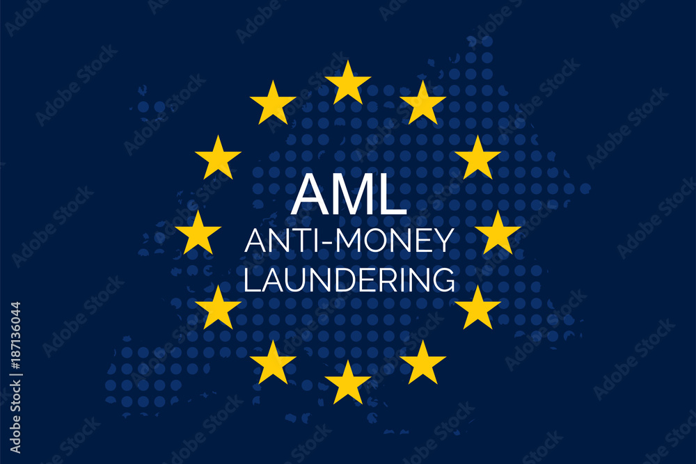 Anti-money laundering concept on European Union Flag