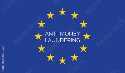Anti-money laundering concept on European Union Flag