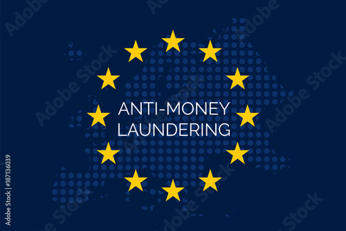 Anti-money laundering concept on European Union Flag