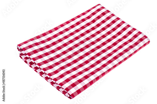Beautiful festive red tablecloth in cage