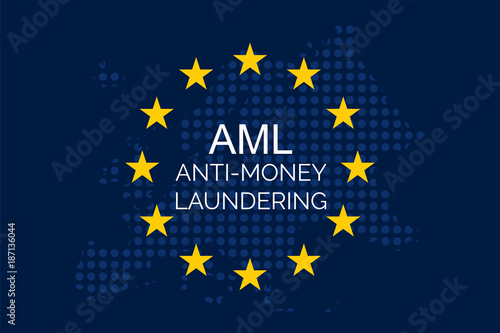 Anti-money laundering concept on European Union Flag