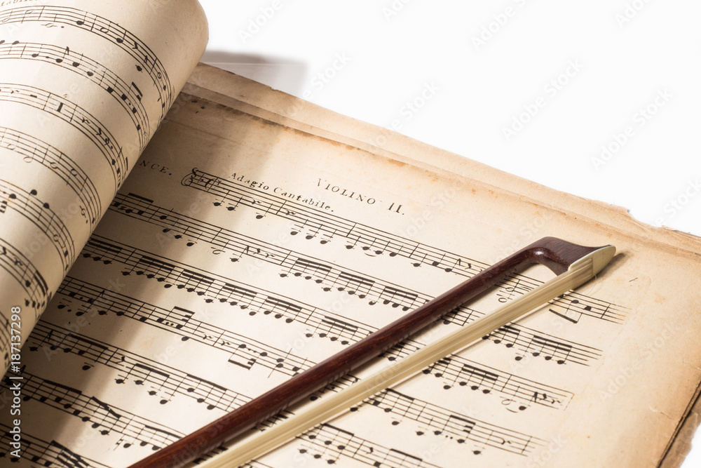Fototapeta premium Noten mit Violinbogen