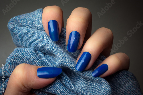blue nails manicure