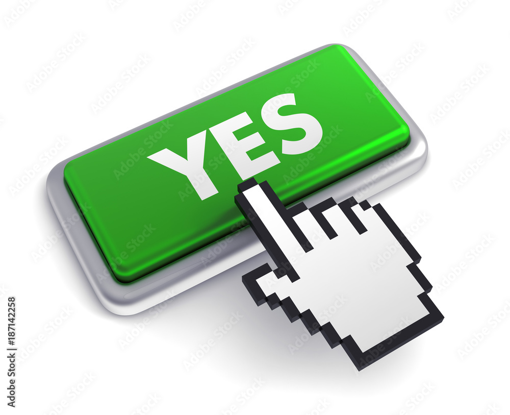 yes keyboard concept 3d illustration yes keyboard concept 3d illustration