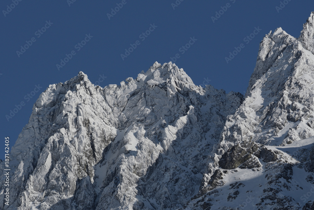 scenery of snow covered High Tatras mountains Slovakia