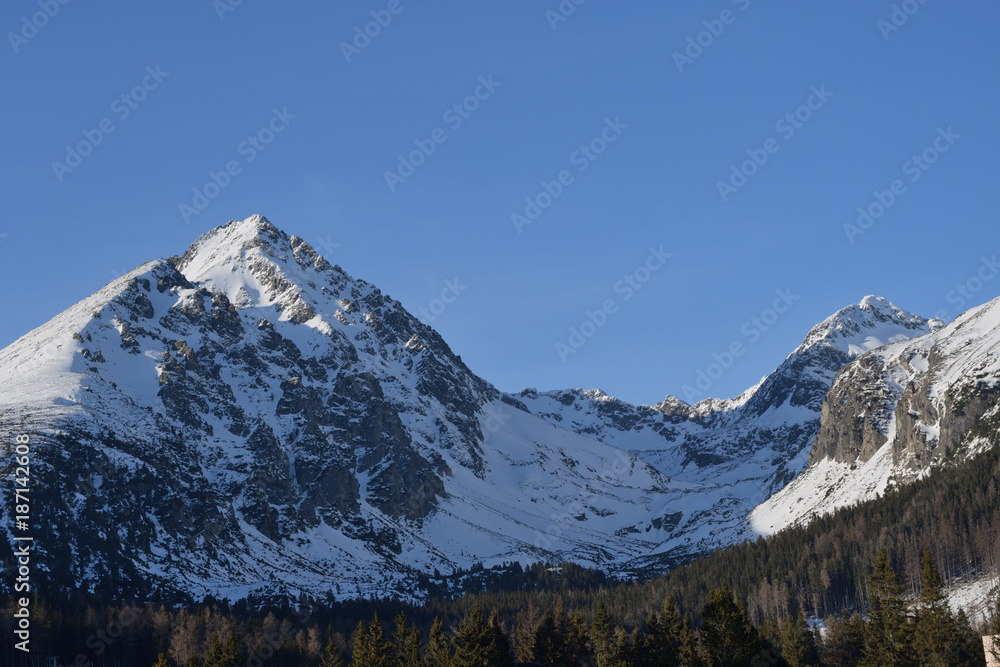 scenery of snow covered High Tatras mountains Slovakia