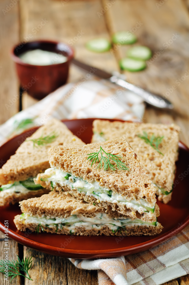 Cream cheese dill cucumber english tea sandwiches Cream cheese dill cucumber english tea sandwiches