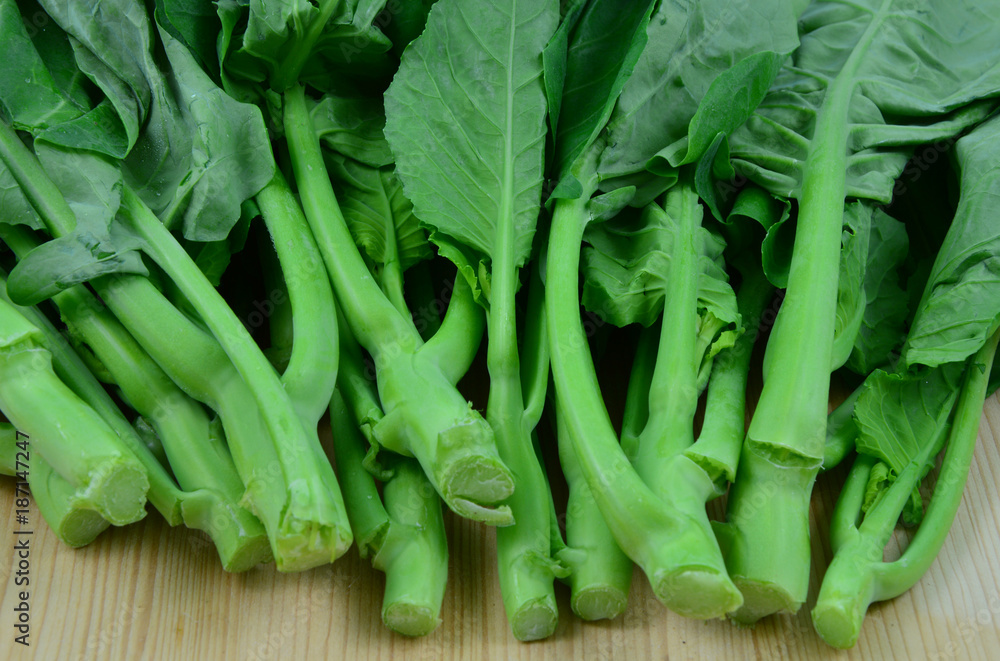 Chinese Kale or Chinese broccoli on sack Chinese Kale or Chinese broccoli on sack