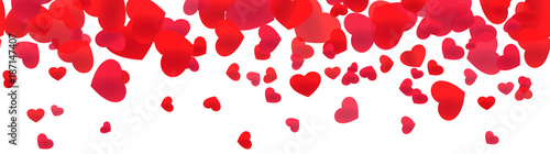 Red hearts ornament banner. Love sign illustration element