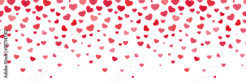 Red heart shaped confetti header banner element