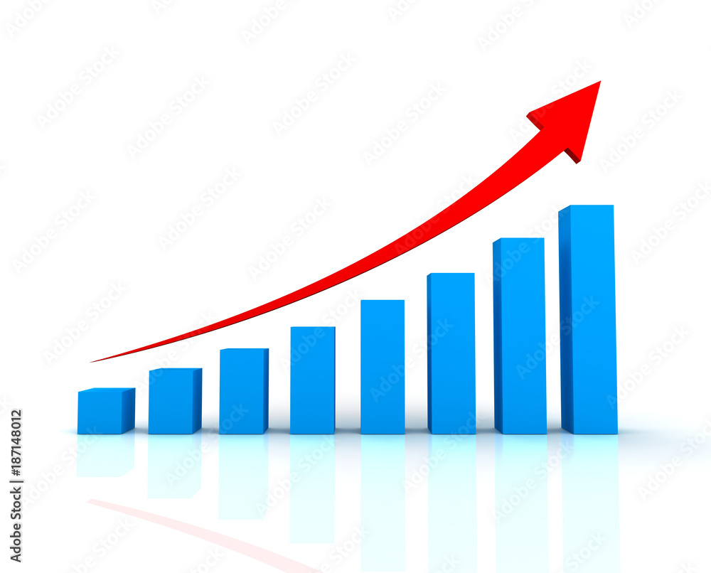 rising business graph concept 3d illustration rising business graph concept 3d illustration