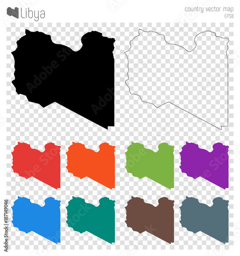 Libya high detailed map. Country silhouette icon. Isolated Libya black map outline. Vector illustration.