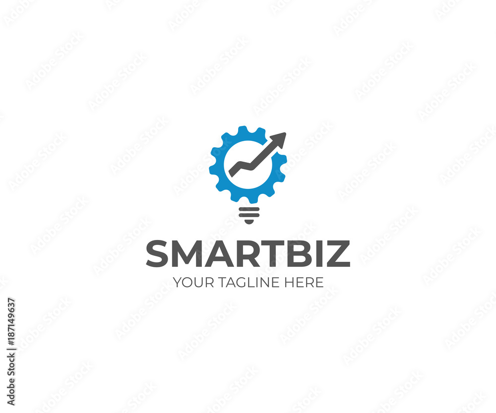 Light bulb from Gears Logo Template. Cogwheel and Arrow Vector Design. Business Illustration Light bulb from Gears Logo Template. Cogwheel and Arrow Vector Design. Business Illustration