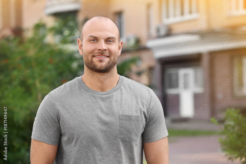 Handsome young man on blurred background Handsome young man on blurred background