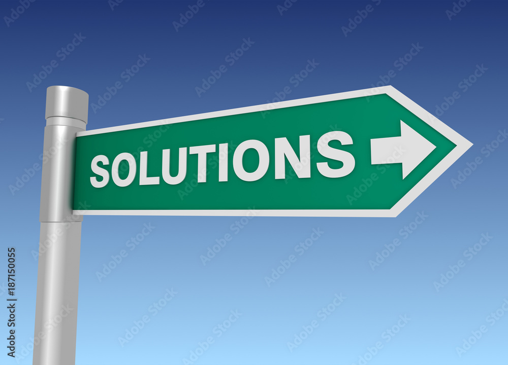 solutions road sign 3d illustration solutions road sign 3d illustration